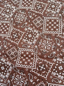 Brown Bandana Cotton Fabric Remnant Paisley Lightweight Crafts Western 45x35" - Picture 1 of 3