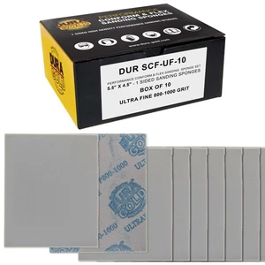 Ultrafine Cut Sanding Sponges, 10/Box - 5.5" x 4.5" (800 to 1000 Grit) Wet/Dry - Picture 1 of 5