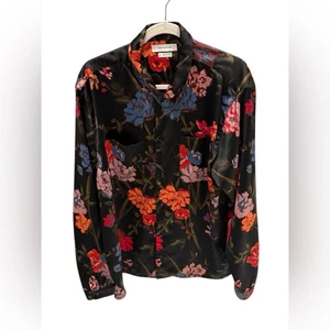 Urban Outfitters Floral Black Satin Shirt Button Down Women’s Size XL - Picture 1 of 3