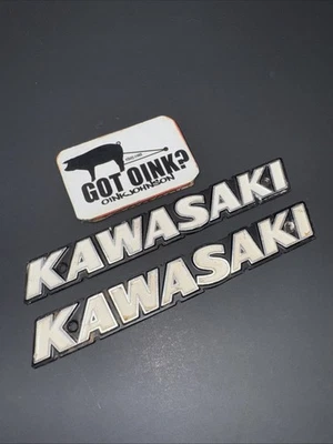 Kawasaki 1973 73 Z1 900 Z1900 OEM Early Short 122mm Tank Emblems 56014-039 / 045 - Image 1 of 4