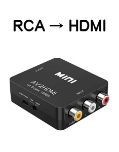 RCA to HDMI Converter AV 3RCA CVBS 1080p Upscaler Adapter + HDMI Cable Bundle - Picture 1 of 5