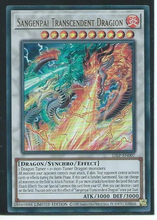 YU GI OH SANGENPAI TRANSCENDENT DRAGION 25LP-EN007  ULTRA RARE LIMITED EDITION - Bild 1 von 1