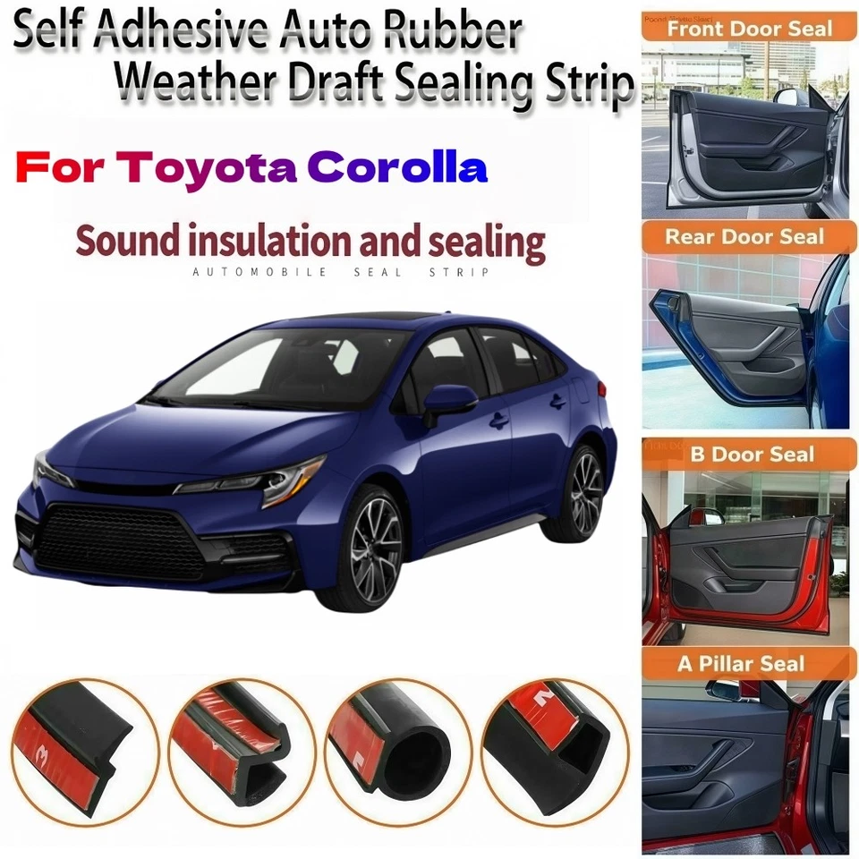 Tiras de sellado de goma para puerta k kit de reducción de ruido de tiro de clima para Toyota Corolla Foto 1 de 4