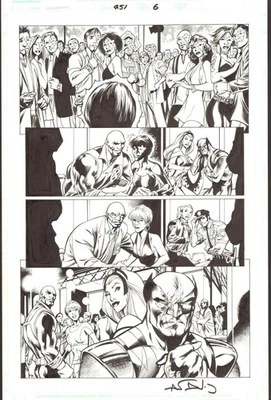 ALAN DAVIS SIGNED 2004 X-MEN ORIGINAL ART-WOLVERINE, STORM, BISHOP, MARVEL GIRL! - Image 1 of 3