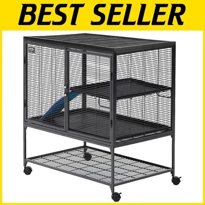 Amplia jaula para animales pequeños de 2 niveles con rampa y cubierta Foto 1 de 4