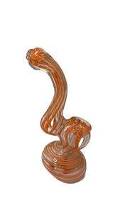 Mini Glass Bubbler | Orange Stripes | 4" - 5.5" - Picture 1 of 3