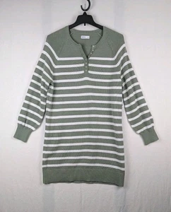 Sonoma Strickpullover Kleid Damen Größe L oliv/weiß gestreift Neu mit Etikett  - Bild 1 von 15