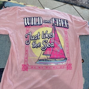 Benny & Belle wild and free just like the sea T-Shirt Size M Pink New NWT - Picture 1 of 6