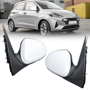 White Side Mirror Pair 5-Wire for Hyundai i10 2020-2023 Left and Right - Picture 1 of 19