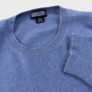 Lands End Cashmere Blue Sweater Mens XL  46-48 Crew Neck Casual Pullover Preppy - Picture 1 of 9