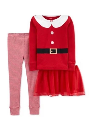 New Carter's Girls Christmas Santa Pajama 3pc Set Tutu Size 10 Tulle Skirt NWT - Image 1 of 4