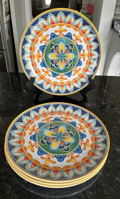 (4) Platos de cena redondos LL Mulino azulejo español multicolor MELAMINA 10,5"" Foto 1 de 3