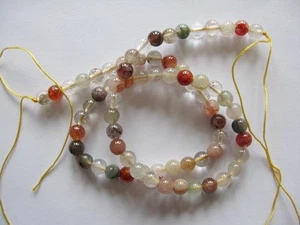 Mix Rutilated quartz round beads 6mm. Genuine gemstone beads, Full strand - Picture 1 of 1