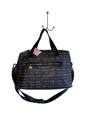 JUICY COUTURE WEEKENDER СУМКА RAINBOW ЧЕРНЫЙ СМЕЛЫЙ СЛОВО ИГРАТЬ РОЗНИЧНОЙ $109 КРАСИВЫЙ! - Изображение 1 из 4