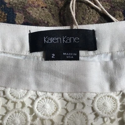 Falda de ganchillo de encaje Karen Kane para mujer color crema forrada a lápiz talla 2 Foto 1 de 4