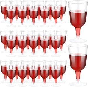 100 Pcs Plastic Wine Glasses with Stem 6Oz Plastic Wine Cups for Parties Disposa - Picture 1 of 7