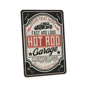 Custom Garage Sign Man Cave Gift for Men Father Metal Sign Hot Rod 108120129007 - Picture 1 of 7