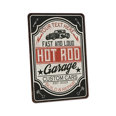 Custom Garage Sign Man Cave Gift for Men Father Metal Sign Hot Rod 108120129007 - Image 1 of 4