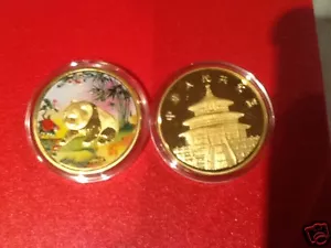 manueduc CHINA GIANT PANDA BEAR GOLD COLOR NEW Great for Gift - Picture 1 of 1