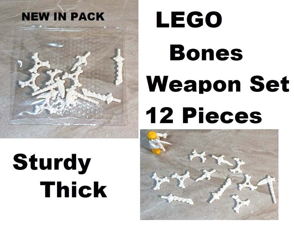 Nuevo Paquete de Armas LEGO HUESO Mango Hojas BLANCO Lote de 12 HUESOS Daga Dentada Foto 1 de 1