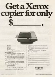 1981 Vintage Print Ad Get a Xerox copier for only $ 2300 desktop Trade-in - Picture 1 of 2