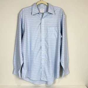 Brooks Brothers blau kariertes Hemd mit Knopfleiste Supima-Baumwolle 16 4/5 - Bild 1 von 8