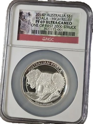2014 P PF69 Silver Australian Koala High Relief NGC - (1 of 1st 2000) - Image 1 of 2