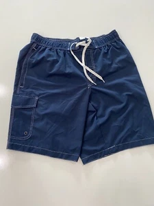 St Johns Bay Below The Knee Swim Trunks Men's Size L Navy Blue NWT - Picture 1 of 9