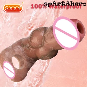 Lifelike Realistic Male Enlargement Device Knot Silicone Cover Extender Sex Toy - Picture 1 of 22