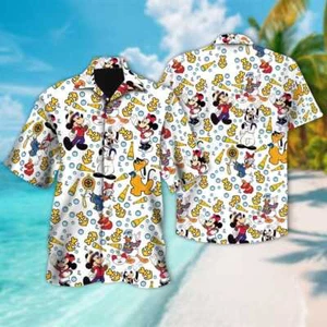Mickey Mouse & Friends Cruise Line Pirate Summer Vacation Aloha Hawaiian Shirt - Picture 1 of 2