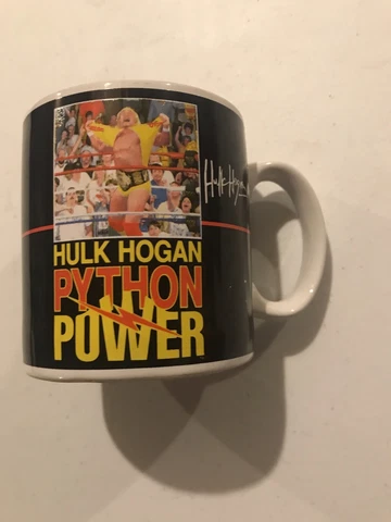 Vintage 1990 WWF Hulk Hogan Python Power Coffee Mug Cup Applause Cover