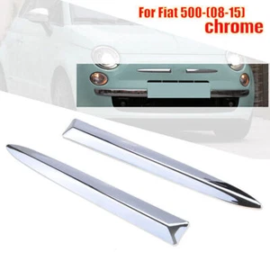 Parachoques delantero cromado 2 piezas moldura parrilla superior moldura para Fiat 500 2007 2008-2015 - Imagen 1 de 8
