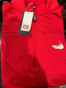 Cutter & Buck WeatherTec 1/3 Zip Pullover Red Large " Nantucket " Logo - Picture 1 of 4