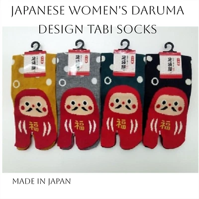 Calcetines Tabi Japoneses Para Mujer Diseño Daruma 22-25cm Hechos en Japón Foto 1 de 2