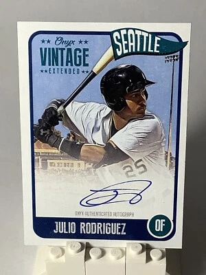 2020 Onyx Vintage Extended-Blue Ink Autographs #EAJR Julio Rodriguez /275 ( RC)  - Image 1 of 2