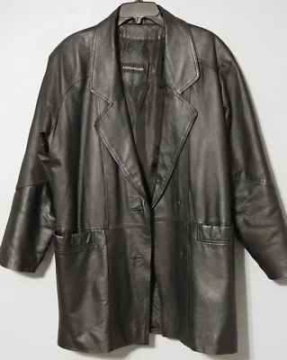 Trench coat Savannah de cuero genuino vintage años 90 forrado en L vestido de longitud media Foto 1 de 4