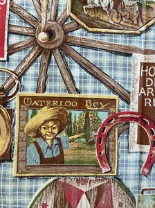 JOHN DEERE F Schumacher & Co HOME DECOR FABRIC Vintage Waterloo Boy Country Farm - Picture 1 of 11