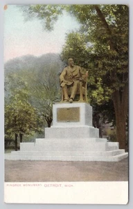Detroit Michigan Hazen Pingree Denkmal ehemaliger Bürgermeister Gouverneur antike Postkarte - Bild 1 von 2