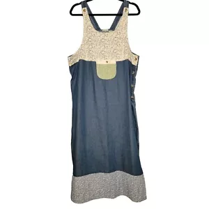 Vintage Sun River Women's 1X Denim Overall Dress Floral Patchwork Country Farm C - Picture 1 of 8