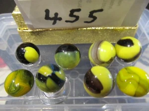 6 OUTSTANDING BUMBLE BEE MARBLES-VARIOUS COLOR COMBINATIONS ALL MINT/WCULLET - Picture 1 of 3