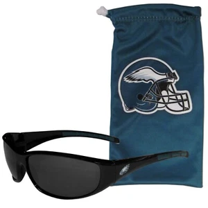 Philadelphia Eagles Wrap Sunglasses with Microfiber Bag (NFL Football) - Picture 1 of 3
