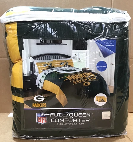 NFL Green Bay Packers Full/Queen Comforter & Pillowcase Bedding 3 Piece Set Cover