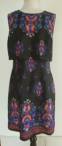 STELLA Womens Black/Orange/Blue Floral Dress Size 10 - Picture 1 of 6