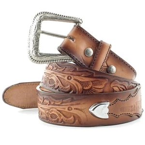 Westerngürtel Leder Western Country Style Stars & Stripes »WG-54« Braun - Picture 1 of 2