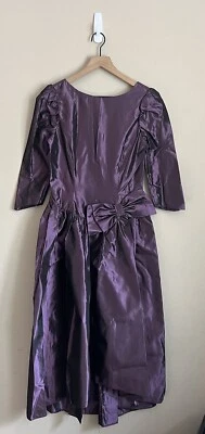 Vestido de graduación vintage años 80 90 púrpura brillante lazo manga abullonada talla pequeña 4 6 Foto 1 de 4