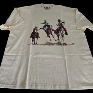 Camiseta LEE de Colección Años 90 Para Hombre Talla XL Beige 100% Algodón Y2K Sillín Bronc Rider - Imagen 1 de 10