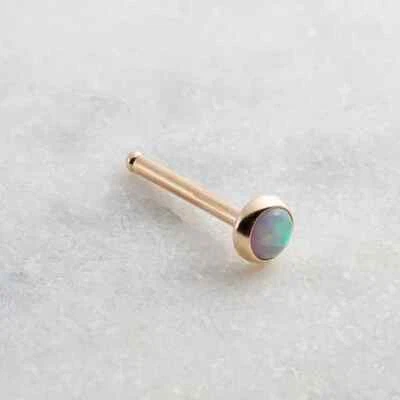 Белый опал 3 мм камень 14K золото заполненное нос ноздри винт спираль гвоздики пирсинг - Изображение 1 из 4
