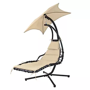 Hängesessel Gartensessel Relaxsessel Sessel mit Sonnendach "Orlando" beige - Bild 1 von 7