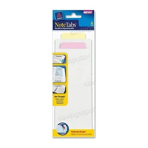 FREE ship $15+ Avery 3" long note tabs perforated pastel yellow pink 6/pk - Picture 1 of 2
