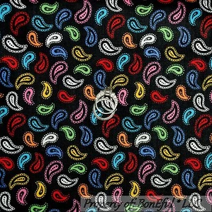 BonEful Fabric FQ Cotton Quilt B&W Black White Rainbow Paisley Cowgirl Lace Dot - Picture 1 of 12